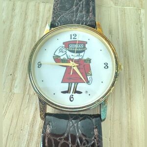 Vintage Morgan red doorman brown leather watch NEW BATTERY